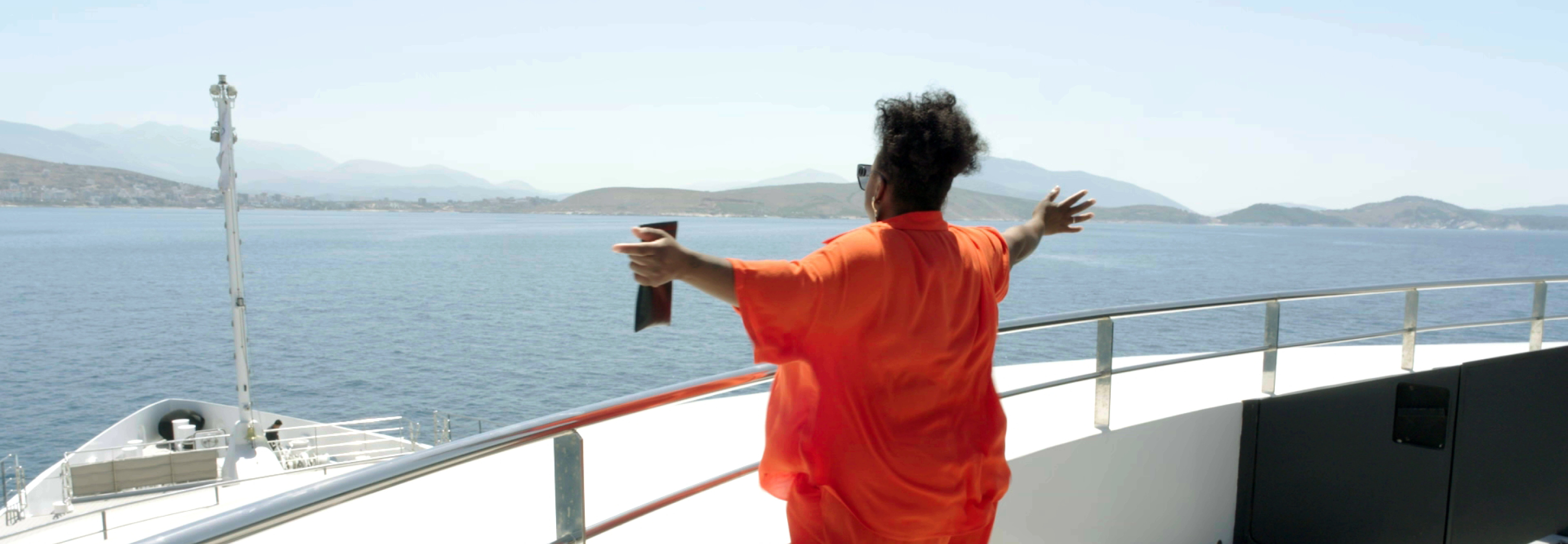 Judi enjoying the views on Emerald Azzurra<br/><br/><br/>